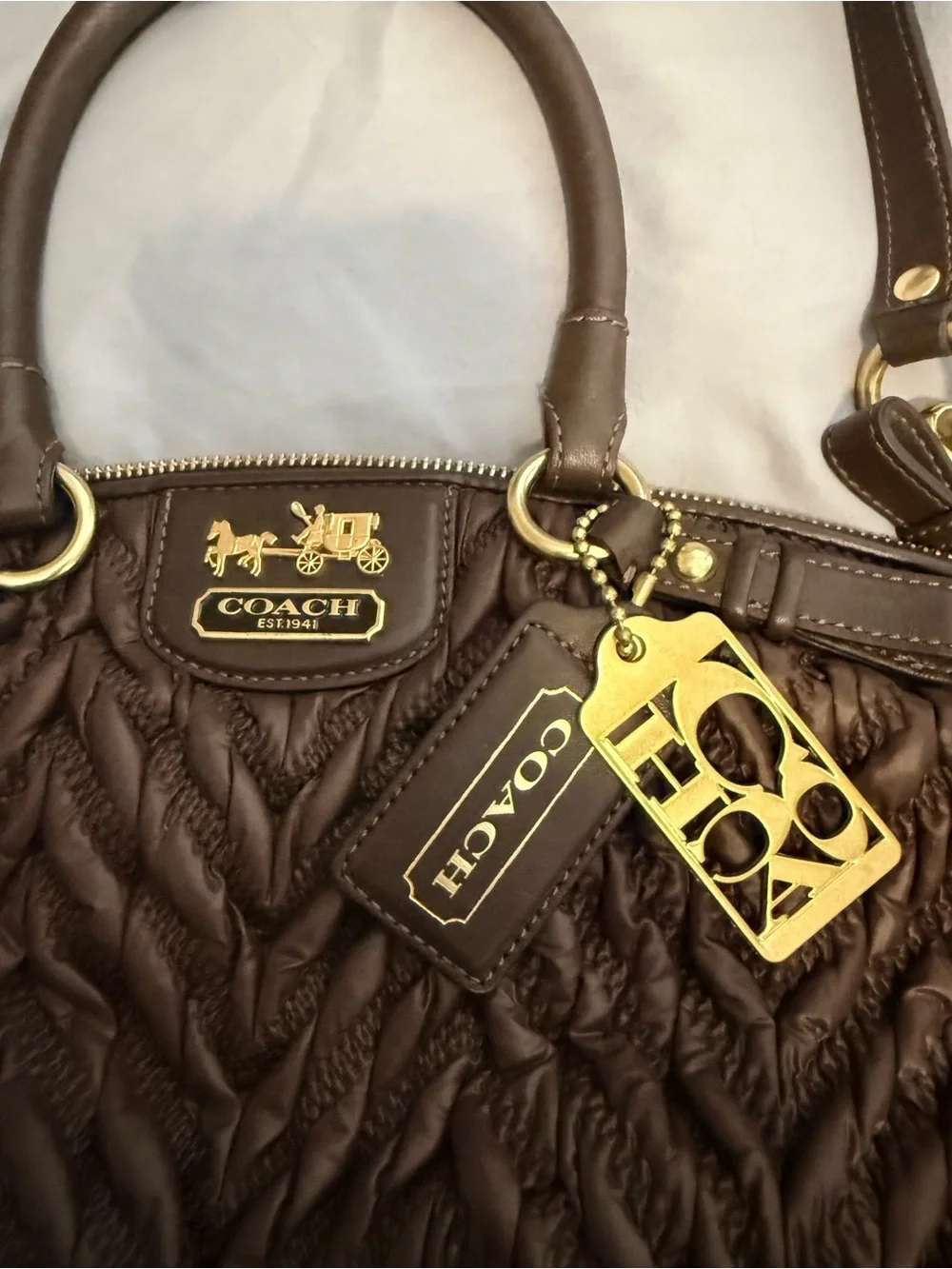 Coach Madison Chevron Quilted Nylon Lindsey Satchel 70th Anniversary Edition